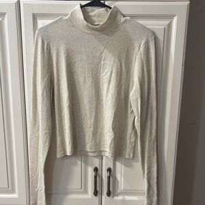 American Eagle Outfitters Light Beige Turtleneck Crop Top